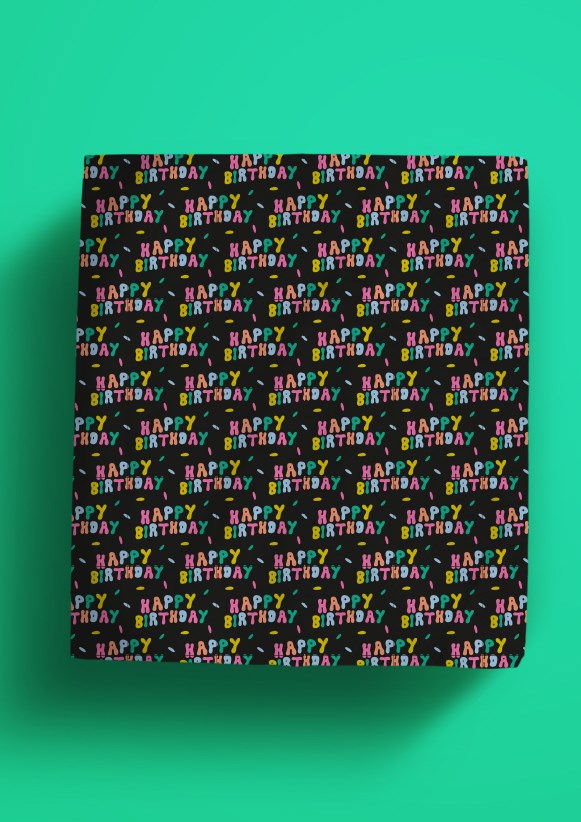 Happy Birthday Multi-colour Type Flat Wrap