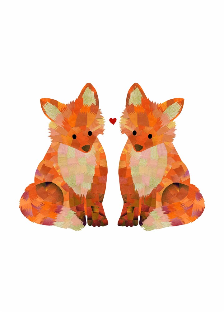 Two Foxes In Love Card
