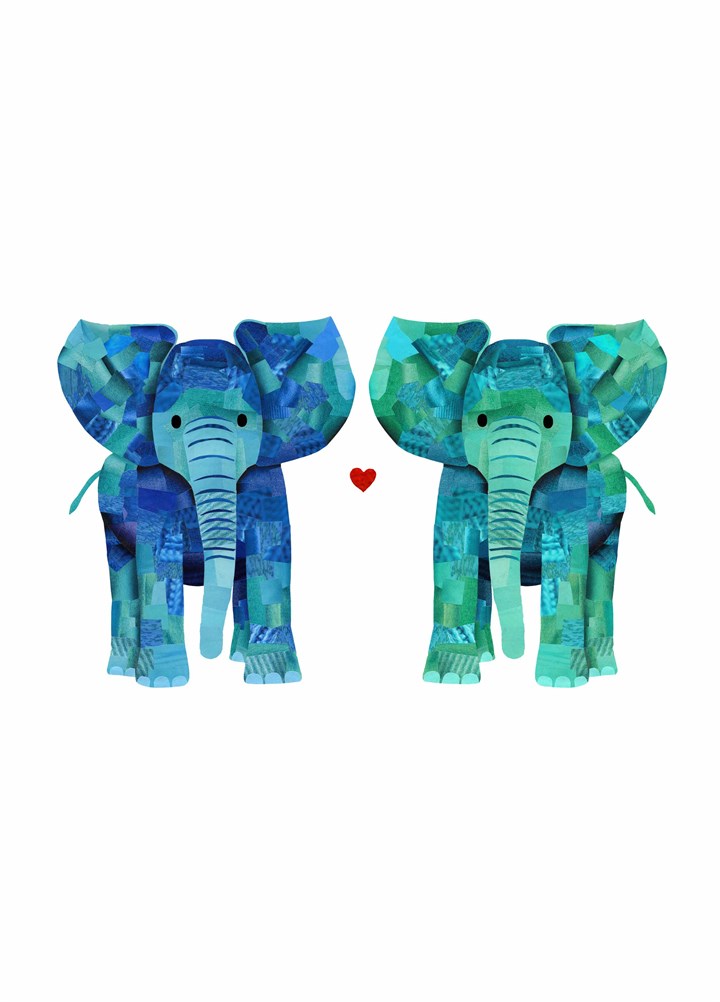 Two Elephants In Love Card