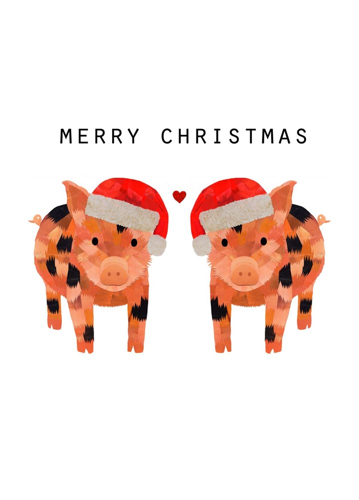 Christmas Pig Couple Card