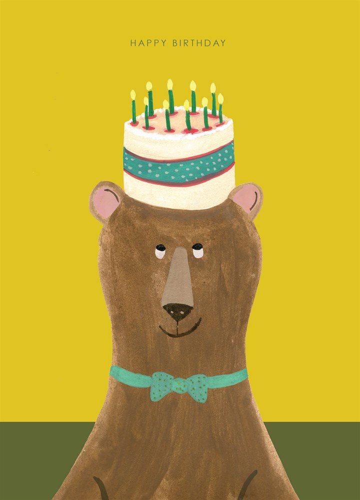 Bear With Cake Birthday Card