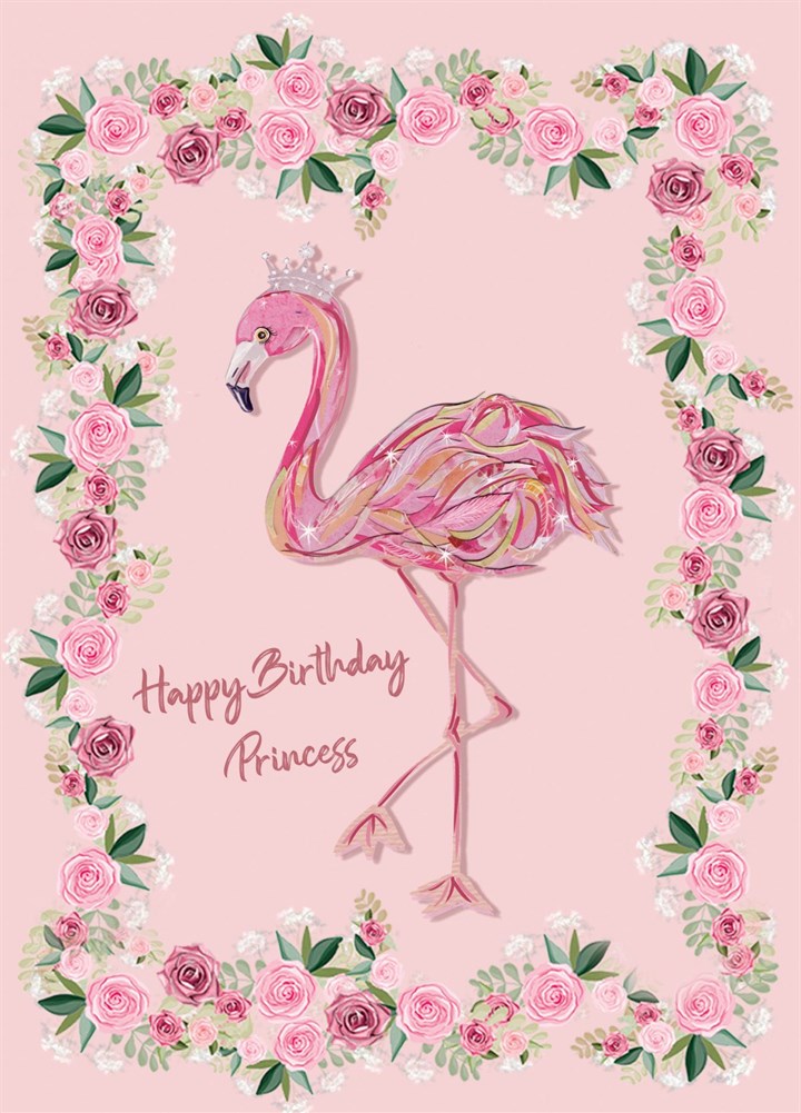 Pink Flamingo Princess Card