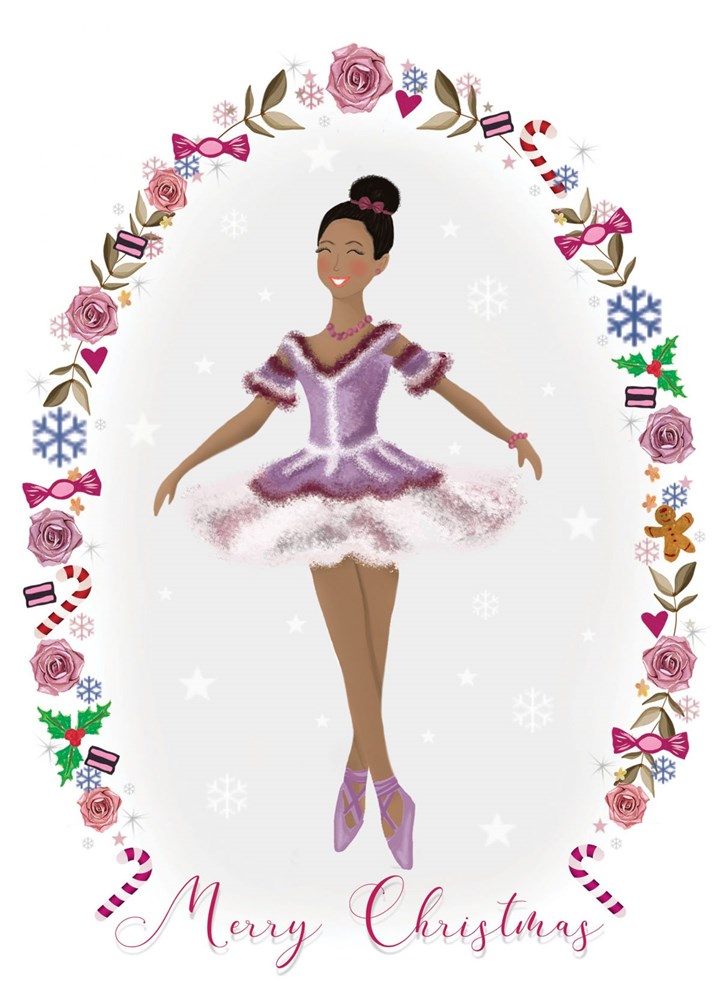 Purple Ballerina Christmas Card