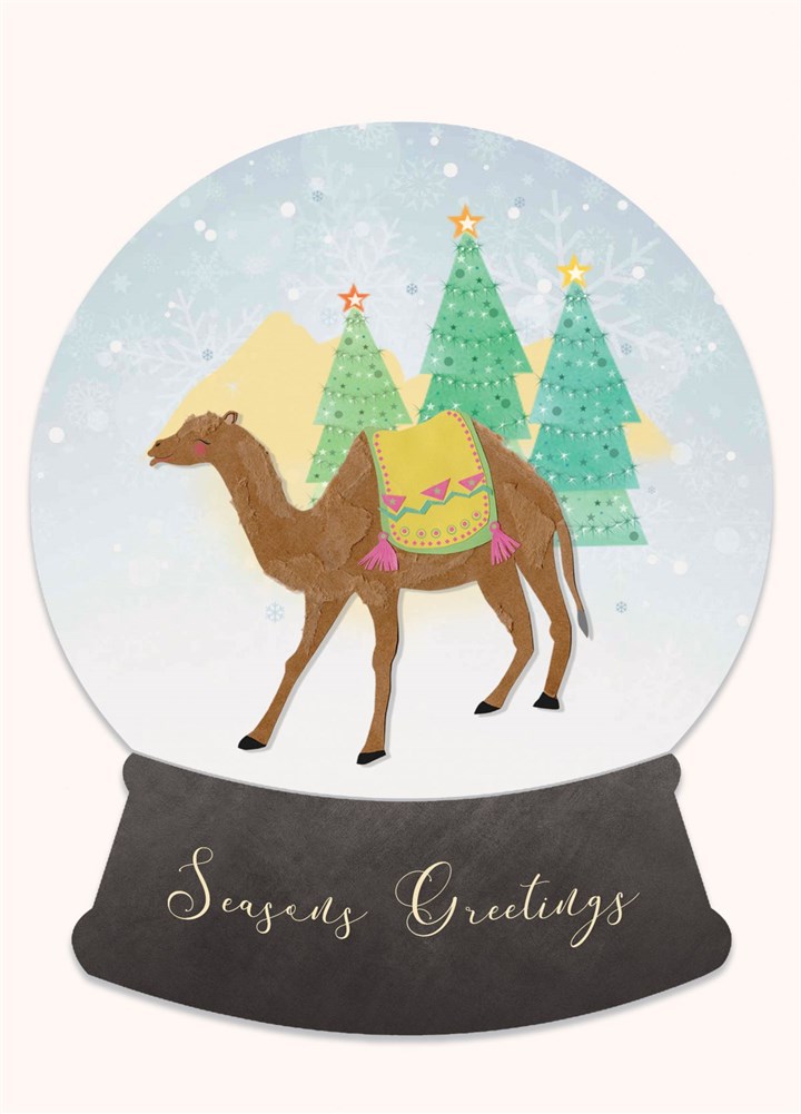 Snow Globe Camel Festive Card