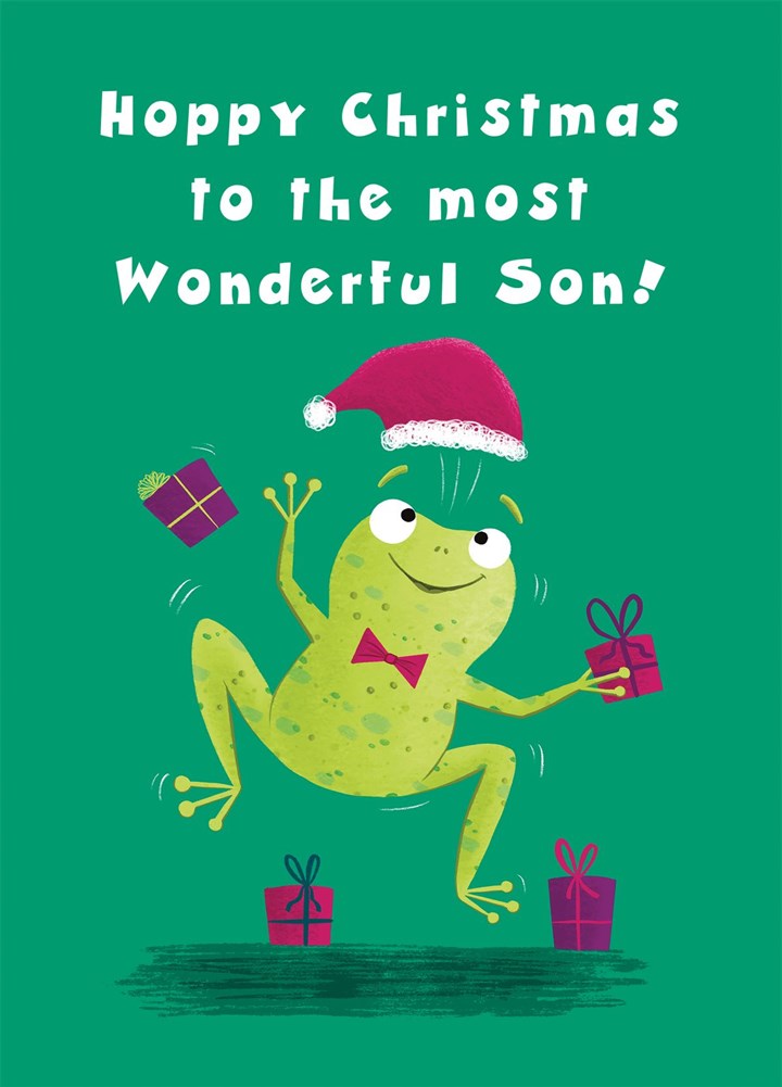 Frog Hoppy Christmas Son Card