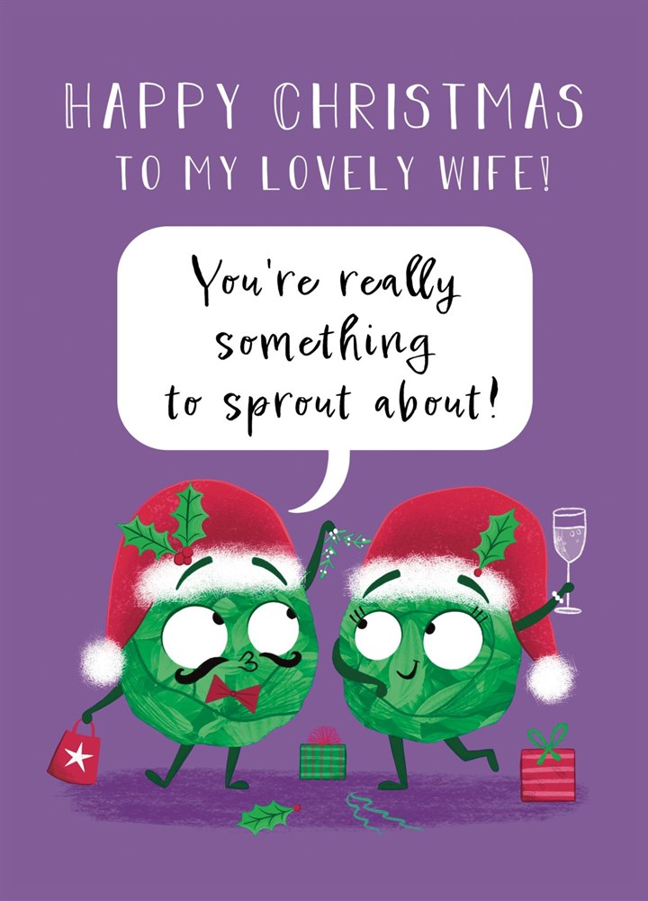 Happy Christmas Wife Cute Sprouts Christmas Card