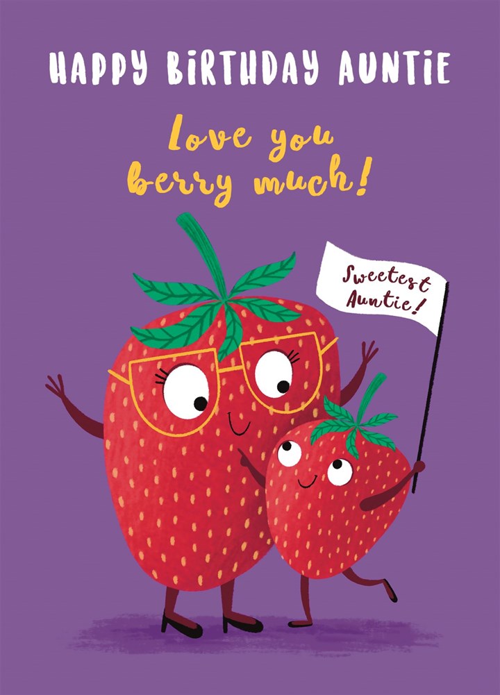 Cute Strawberry Auntie Birthday Card