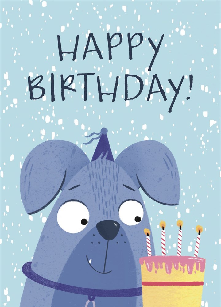 Cute Dog Birthday Cake Card