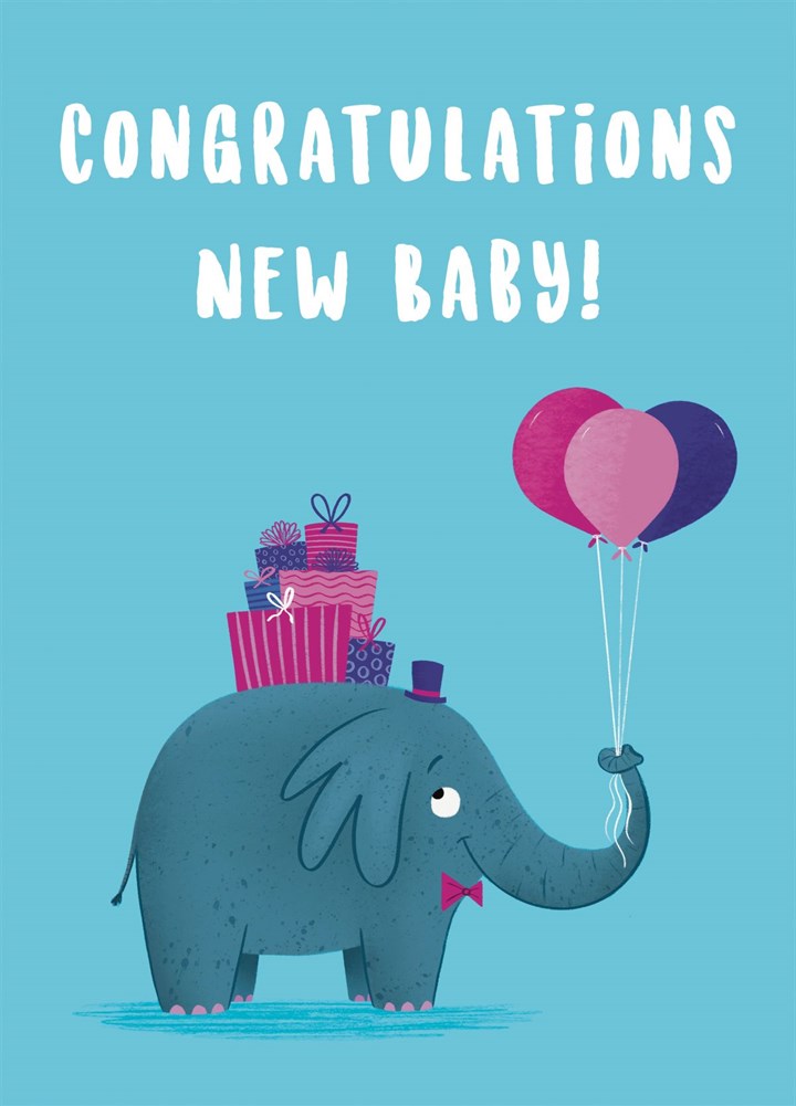 Elephant Congratulations New Baby Card