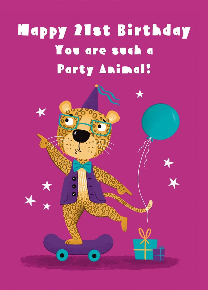 Happy 21st Birthday Party Animal Card
