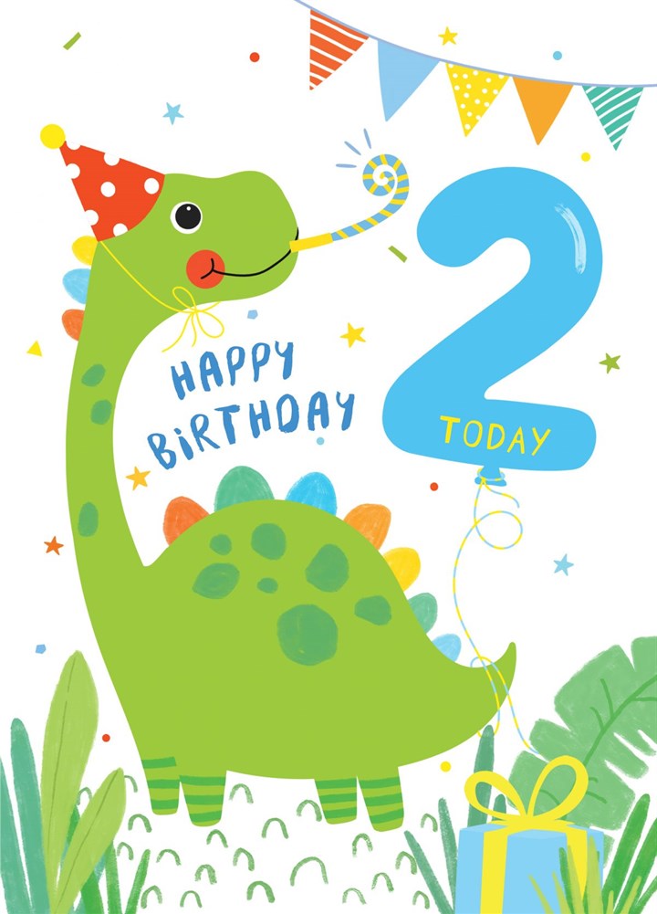 Dinosaur Happy Birthday 2 Today Card