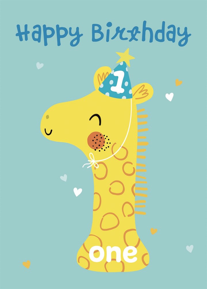 1st Birthday Giraffe Card.