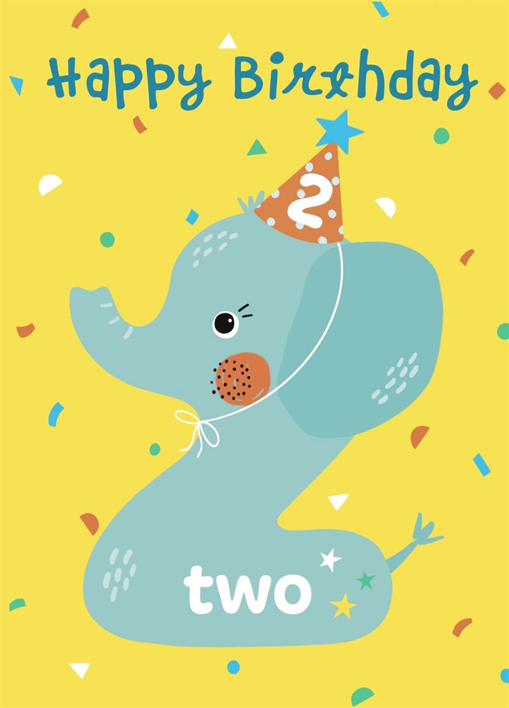 2nd Birthday Elephant Card