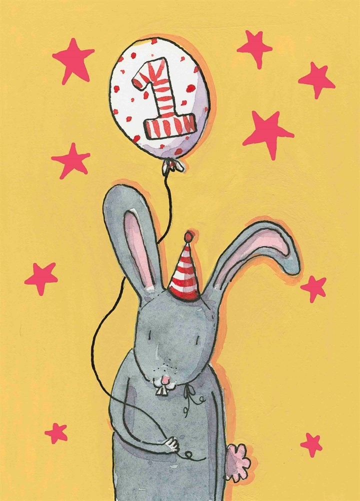 Happy 1st Birthday Rabbit Card