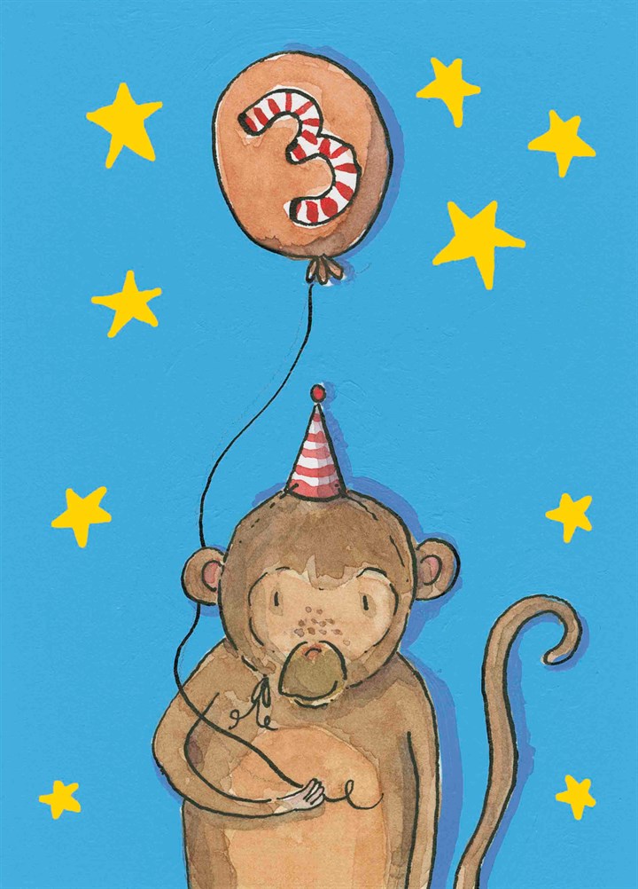 Happy 3rd Birthday Monkey Card