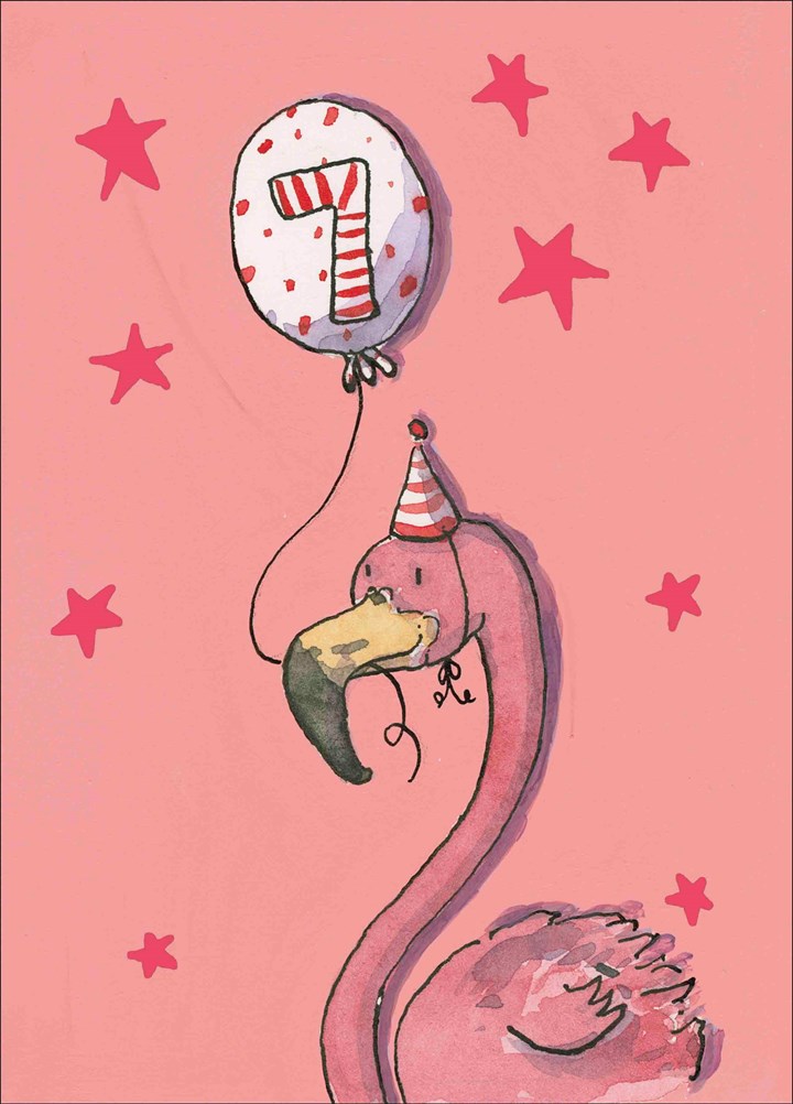Happy 7th Birthday Flamingo Card