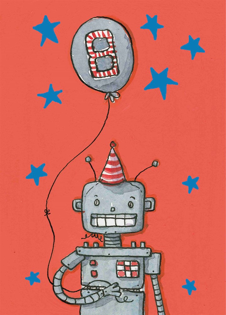 Happy 8th Birthday Robot Card