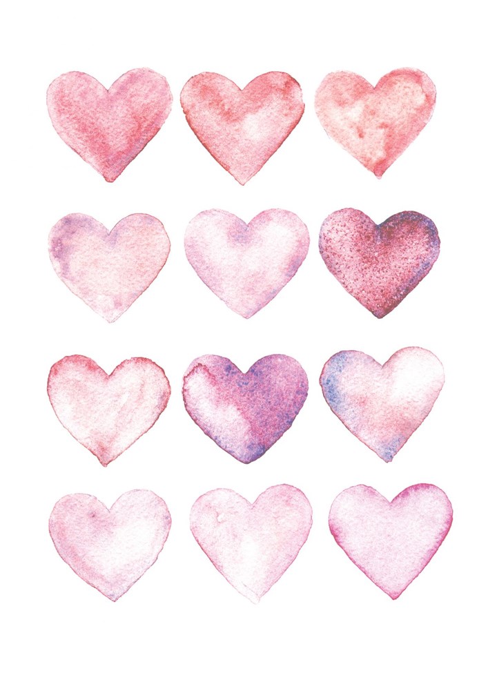 Watercolor Hearts Card