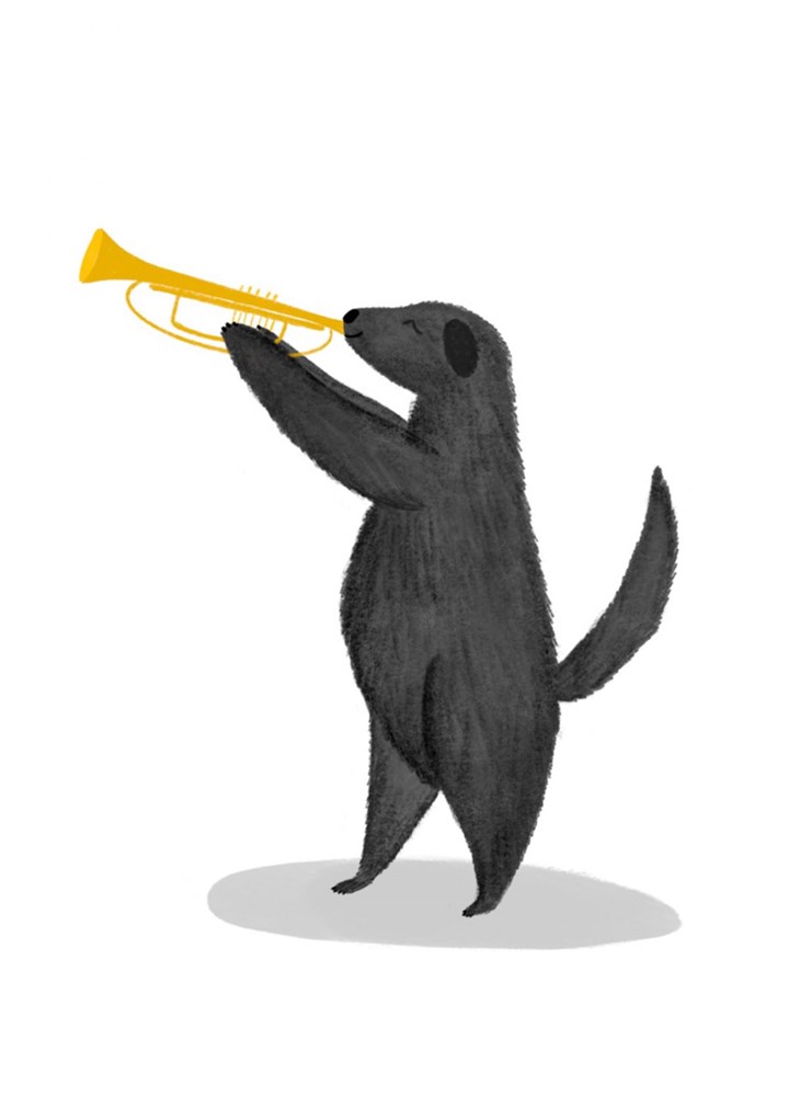 Trumpet Dog Card