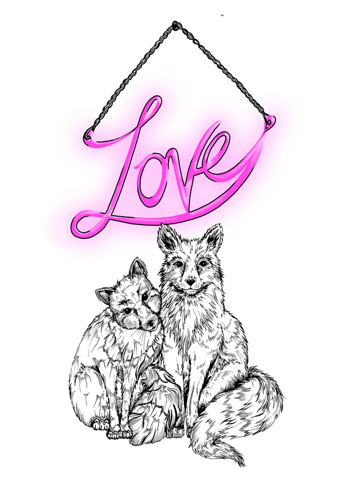 Foxes In Love Card