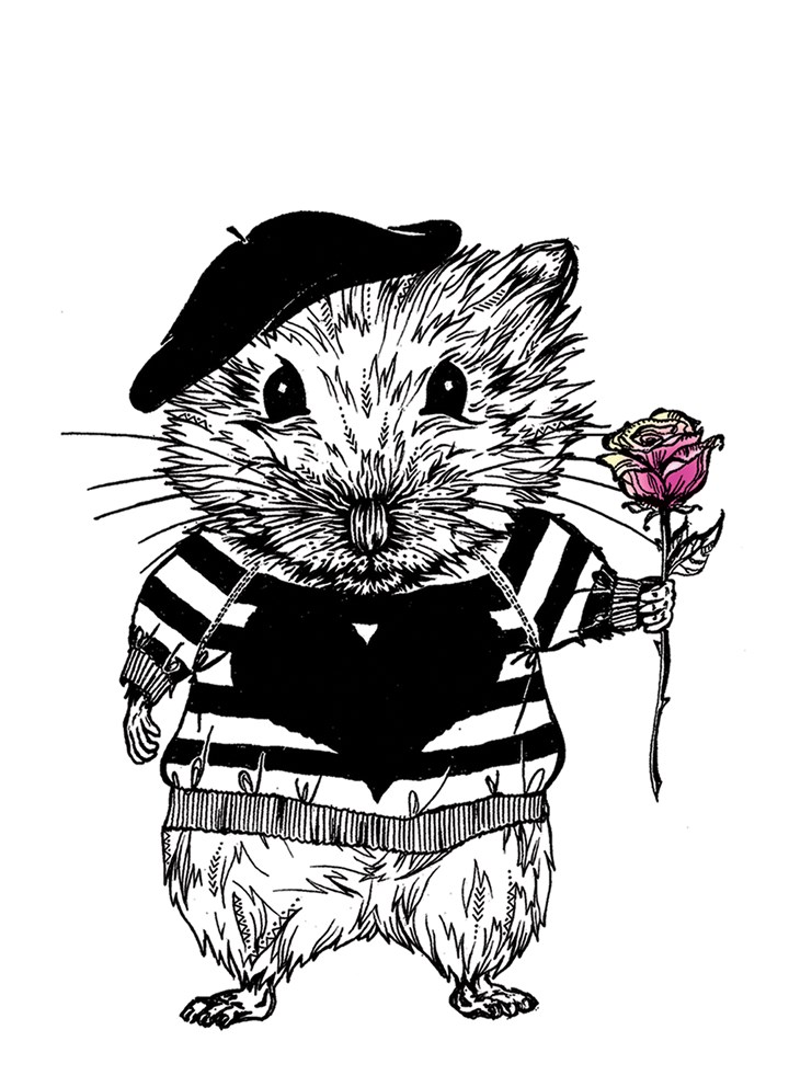 Hamster With Rose Card