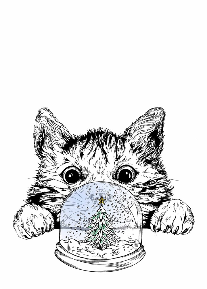 Christmas Cat Snow Globe Card