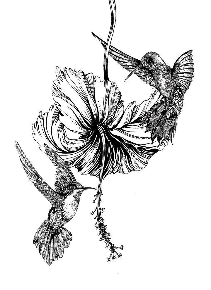 Hummingbirds Flower Card