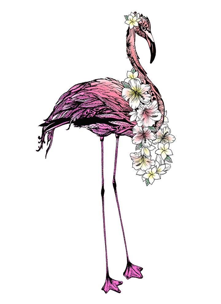 Flamingo Flower Garland Card