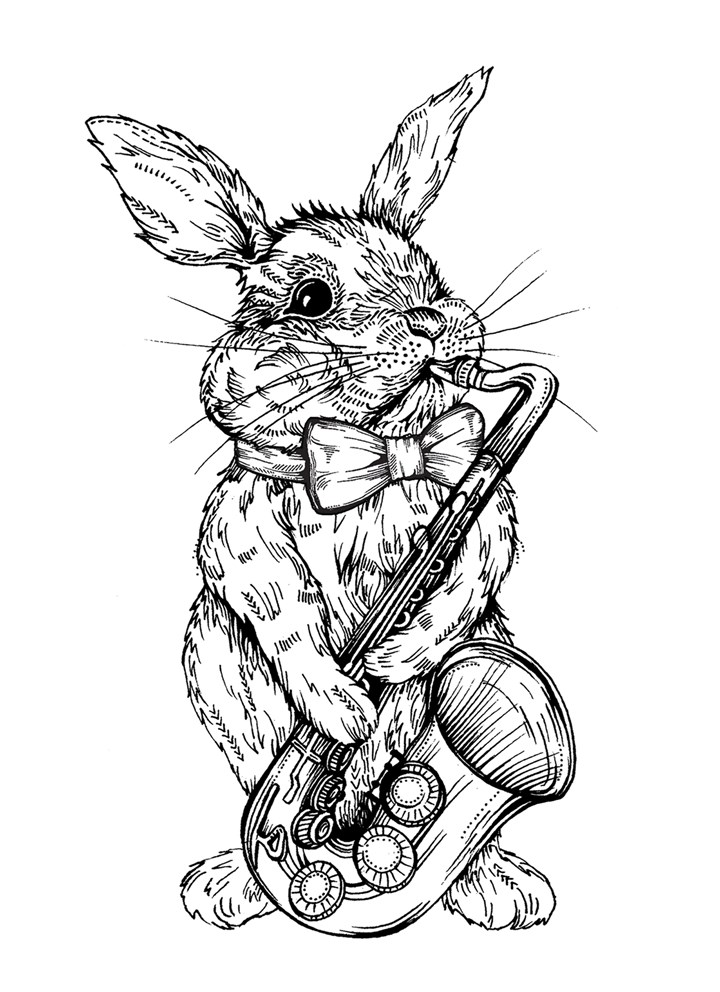 Bunny Playing Saxophone Card