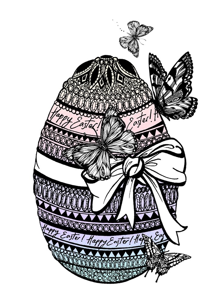 Easter Egg And Butterflies Card