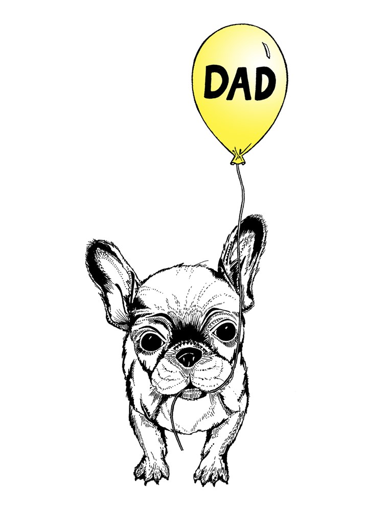 French Bulldog Dad Balloon Card