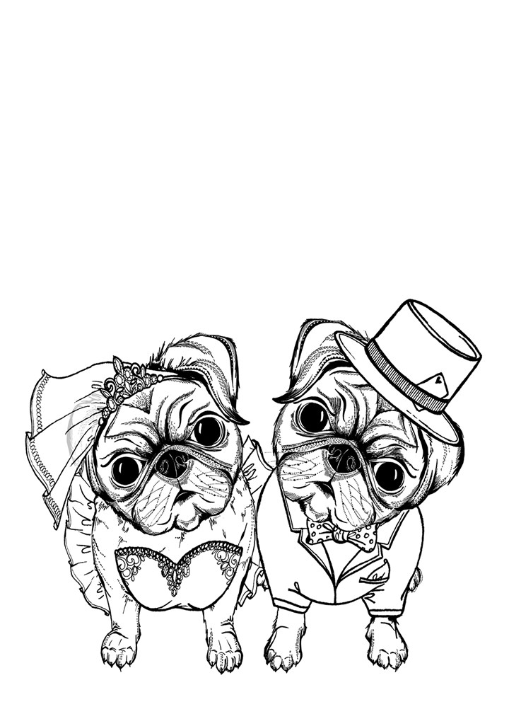 Two Married Pugs Card