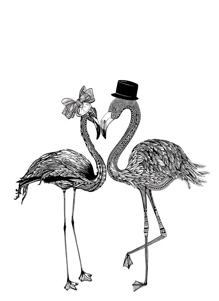 Flamingo Couple Card