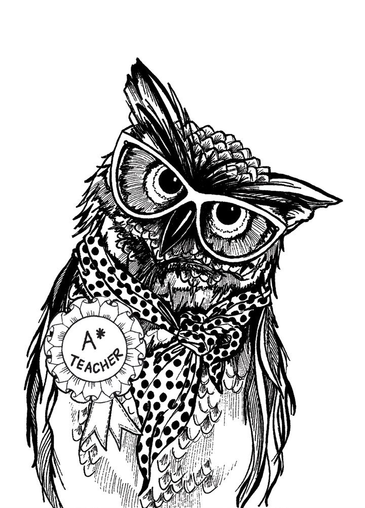 A* Teacher Owl Card