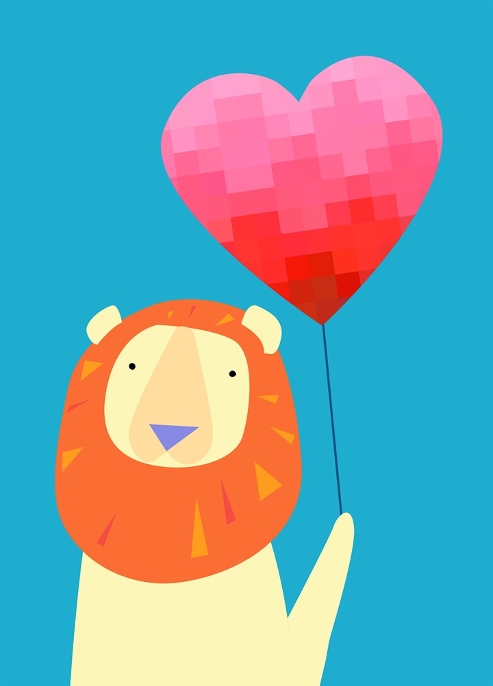Lion Heart Balloon Card