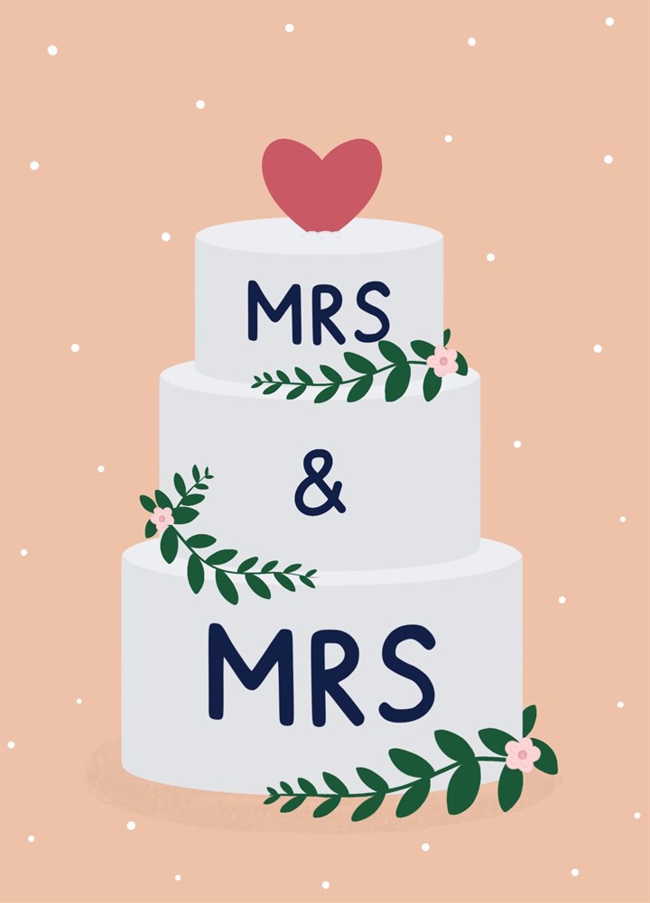 Mrs And Mrs Lesbian Wedding Cake Card