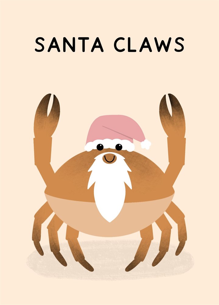 Santa Claws Christmas Crab Card
