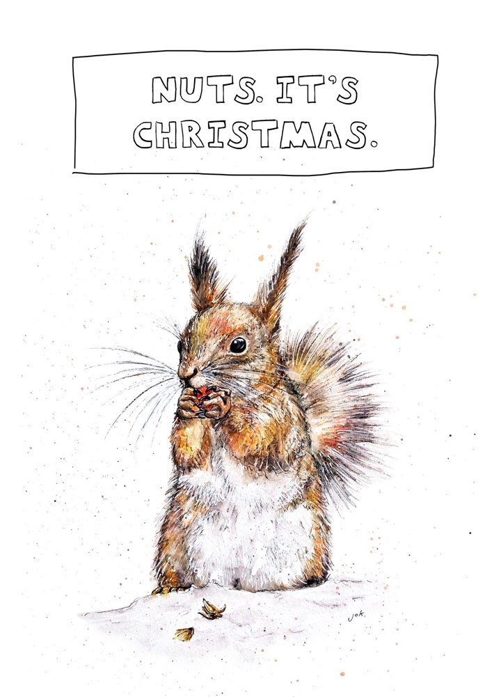 Christmas Card Squirrel - Nuts Its Christmas!