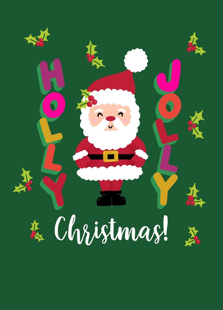 Holly Jolly Christmas Santa Card