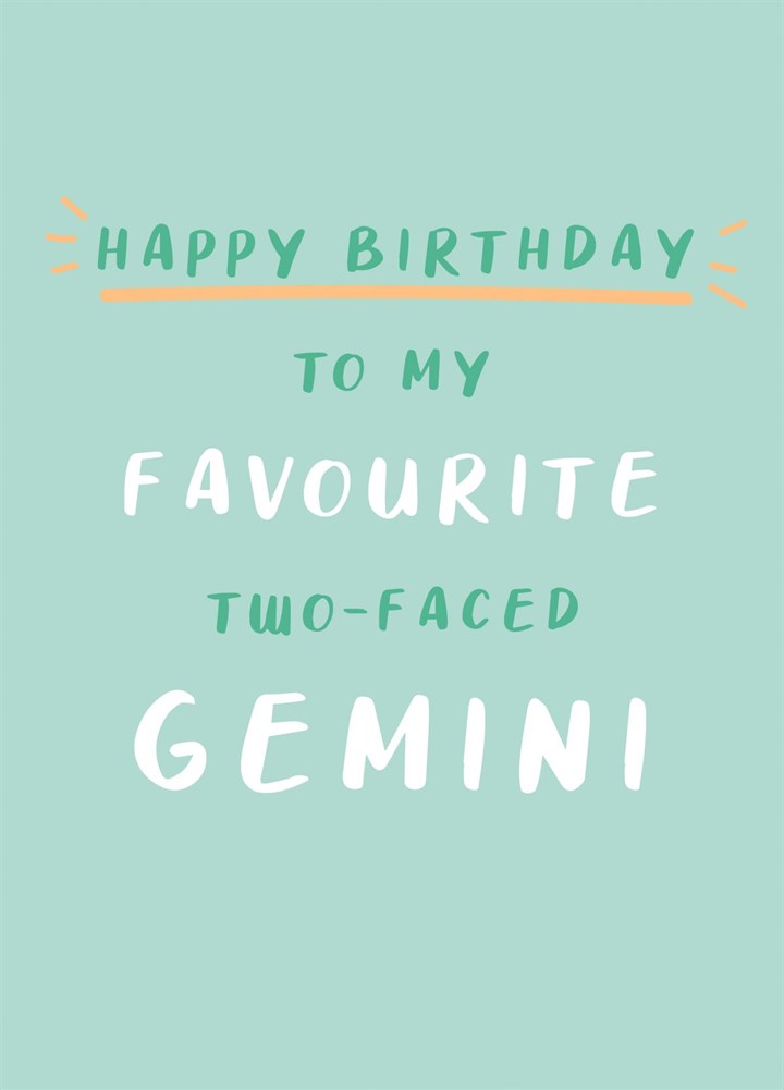 Happy Birthday Two-Faced Gemini Card