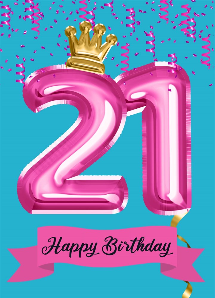 21st Balloon Birthday Card