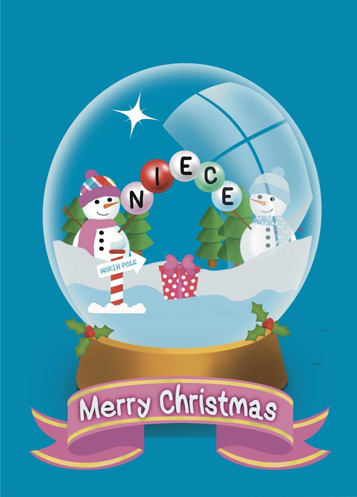 Merry Christmas Niece Snowglobe Card