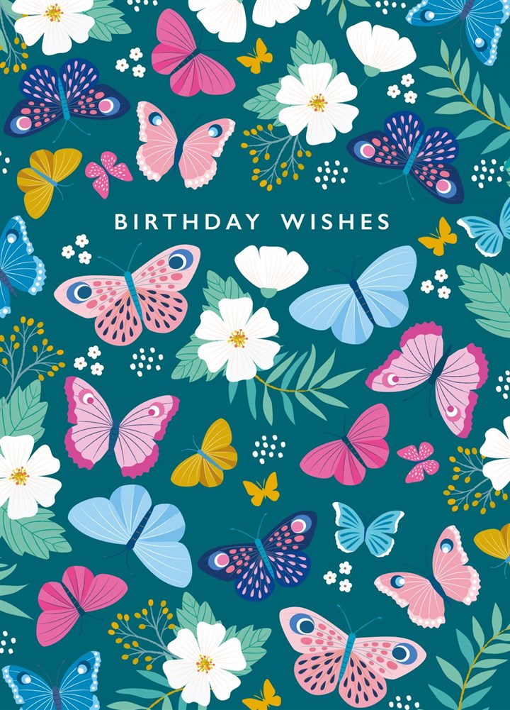 Birthday Wishes Butterfly Pattern Card