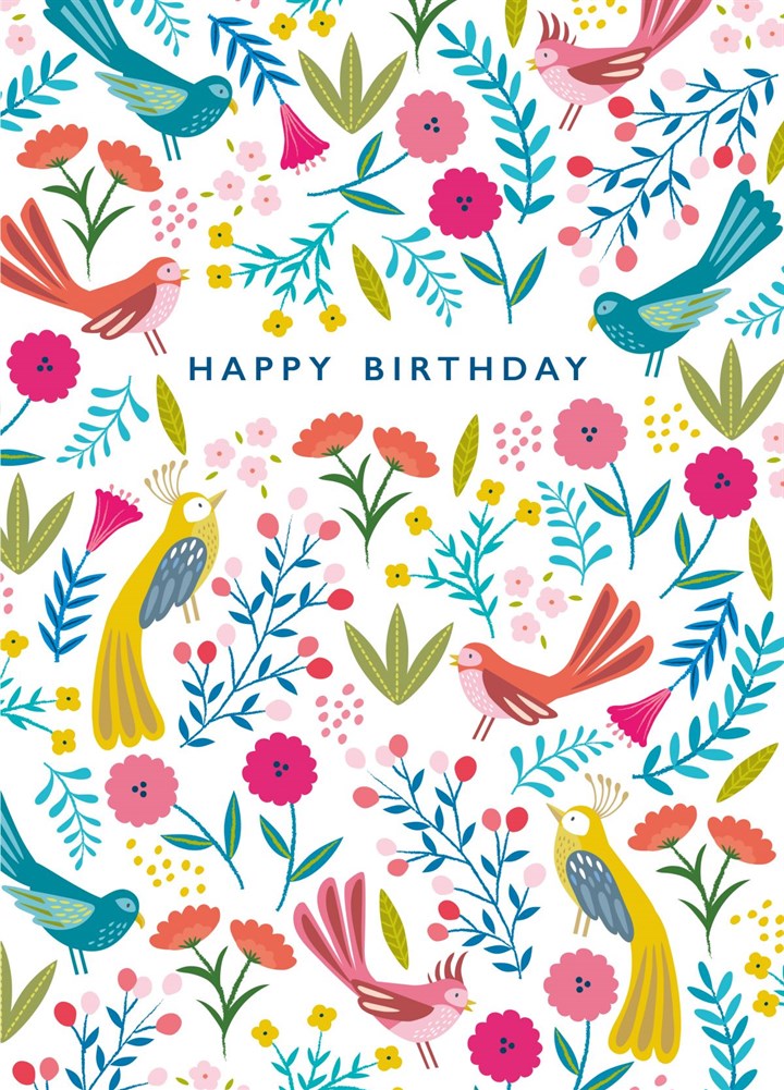 Colourful Birds Birthday Card