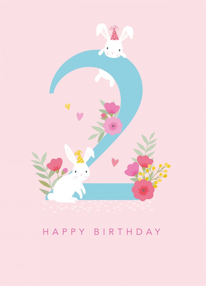 Age 2 Birthday Bunnies Card