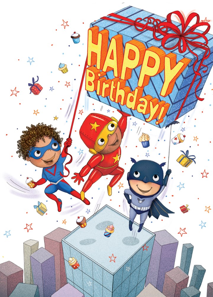 Happy Birthday Superheroes Card