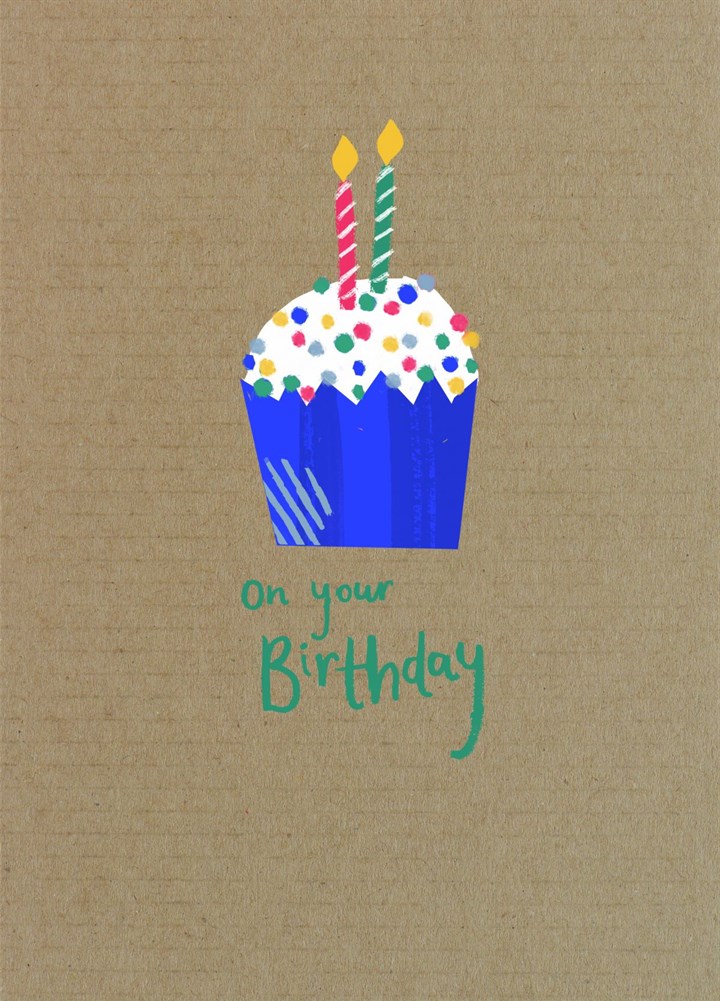 Birthday Cupcake On Recycled Paper Card