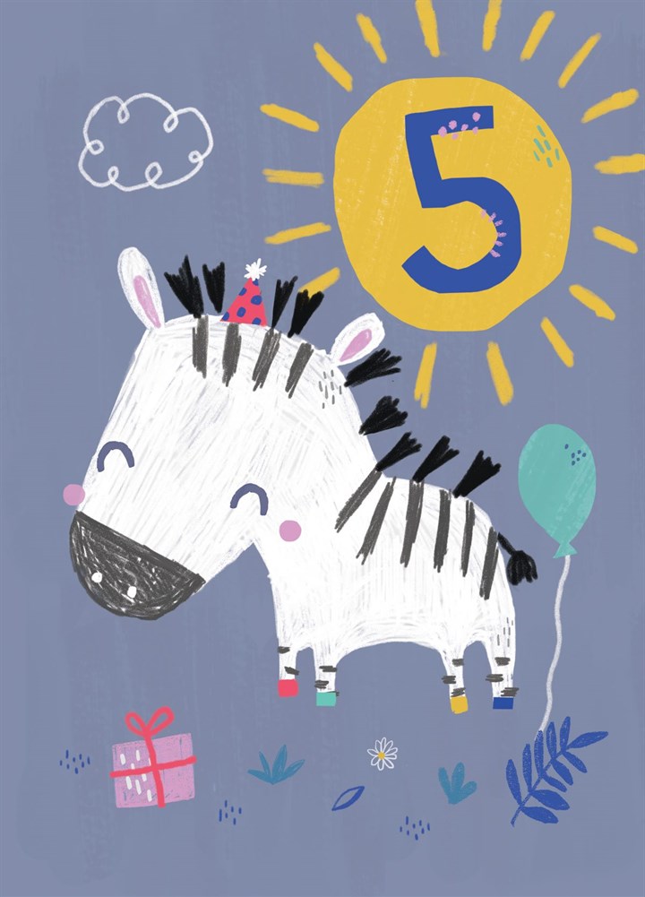 5th Birthday Zebra Card