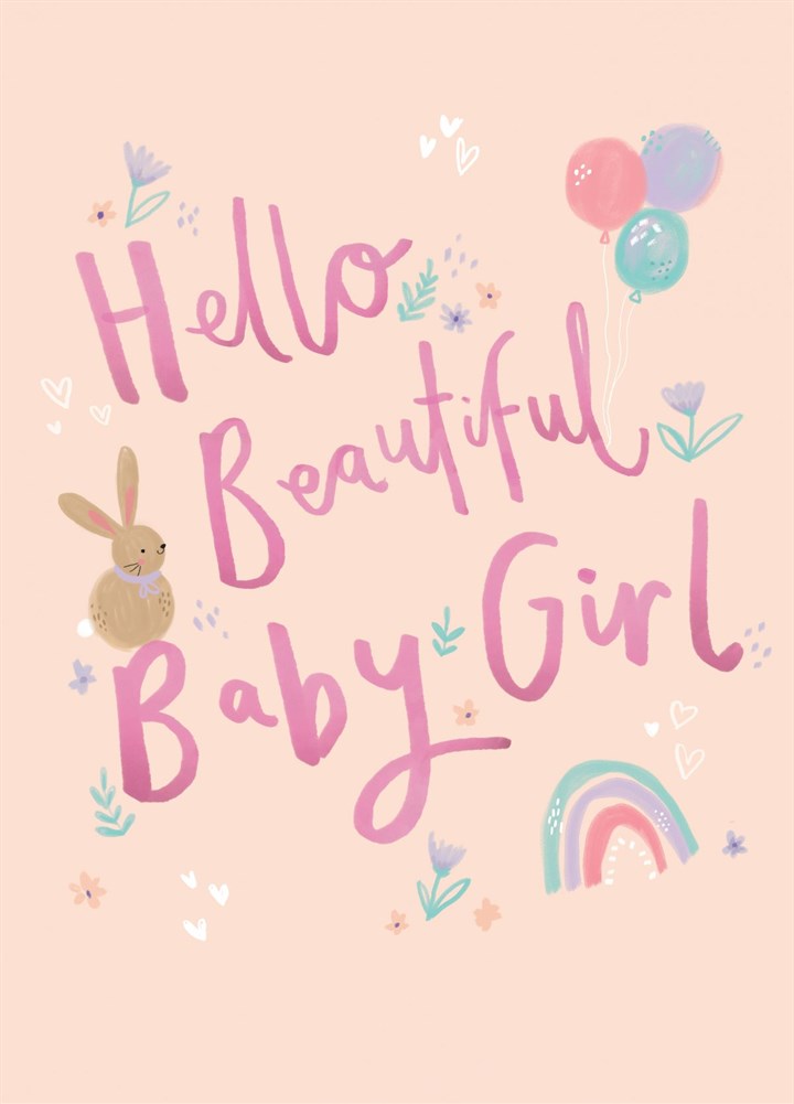 Cute Bunny New Baby Girl Card