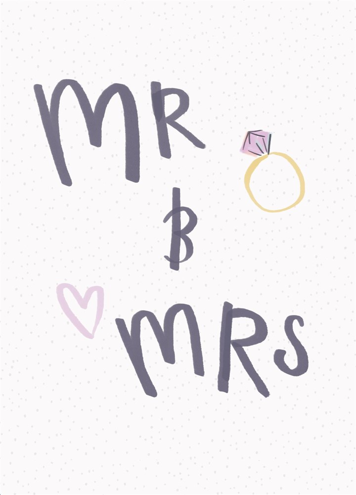 Simple Mr & Mrs Wedding Lettering Engagement Or Wedding Card